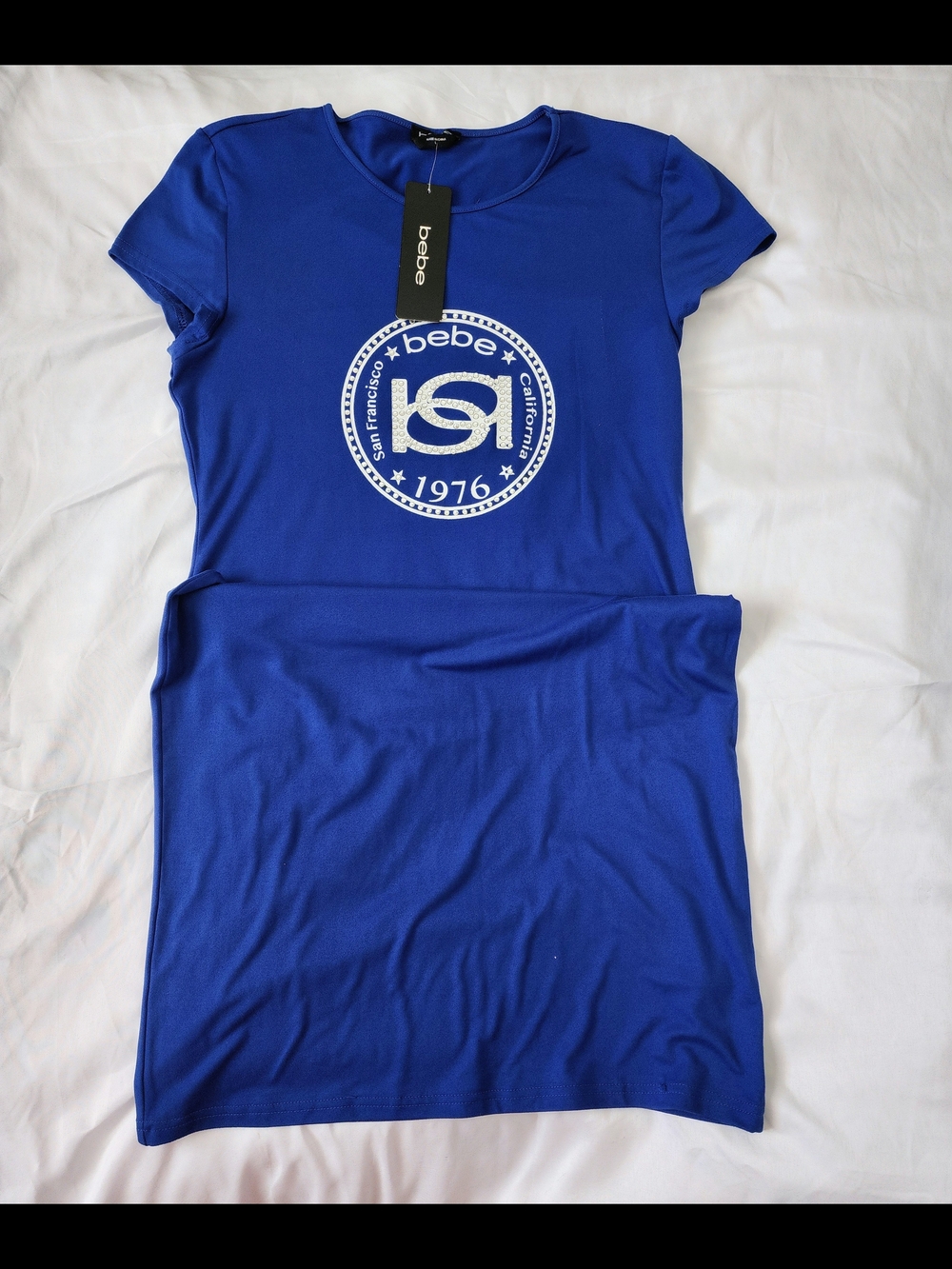 bebe Royal Blue Logo Tee Dress